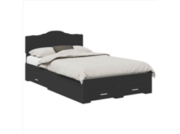 Estrutura da Cama Preto 135x190 cm Madeira Processada MAISON EXCLUSIVE