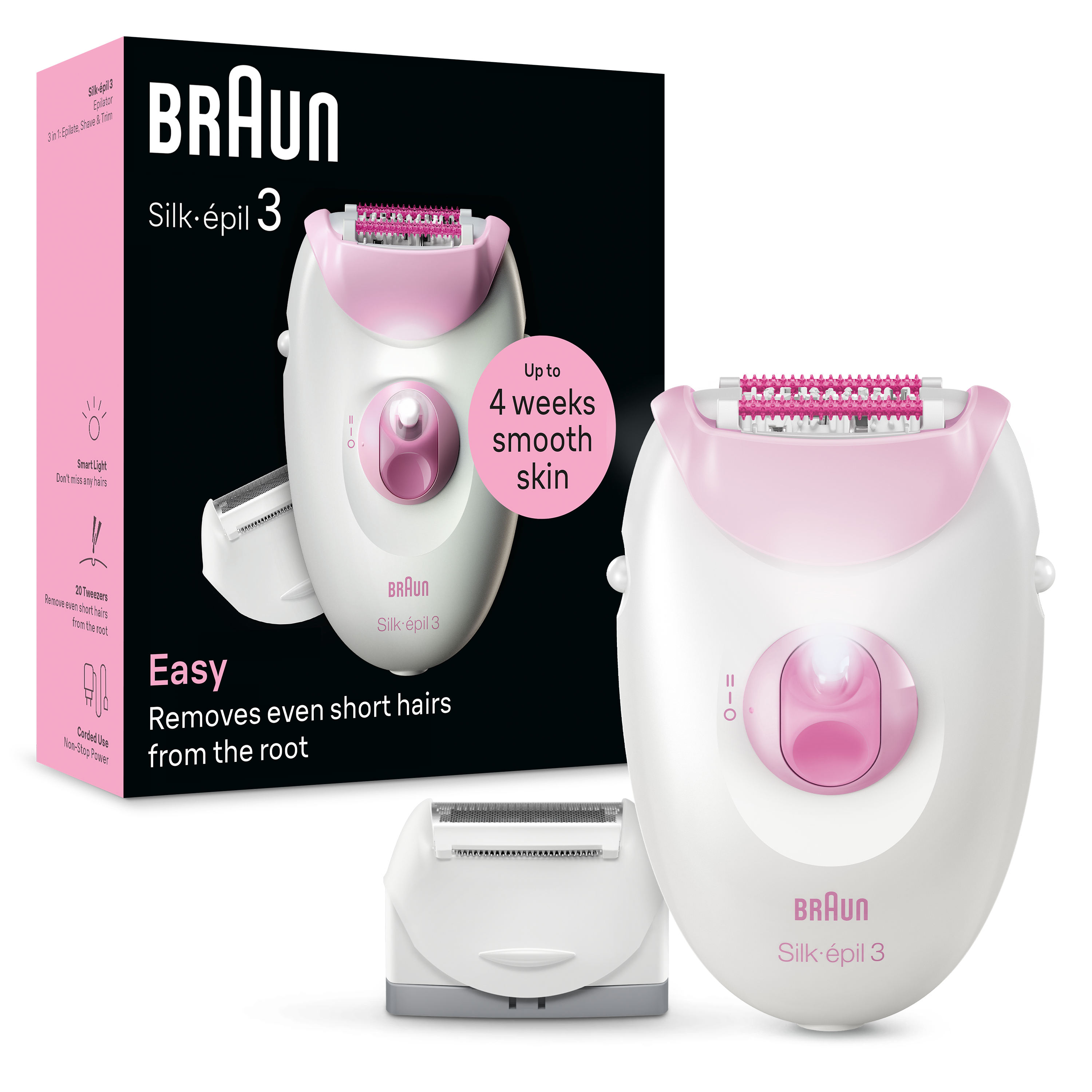 Depiladora BRAUN Silk Epil S3 SE3-031 Essential 1Un (Arranque - Multi-zonas - Corrente)