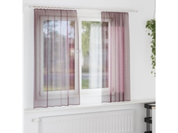 Vidaxl Cortinas De Voile Com Bolsos Para Varão 2 Pcs Roxo