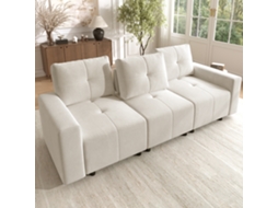 Sofá Modular 3 Lugares Em Chenille Com Função Cama E Assento Profundo Ajustável