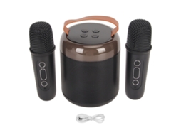 Altavoz inalámbrico para karaoke con 2 micrófonos Bluetooth 5.3 luces rgb portátil negro
