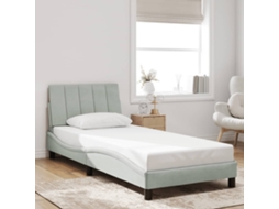 Estrutura De Cama Sem Colchão 90x190 Cm Veludo Cinzento-claro