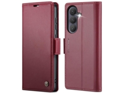Capa Para Samsung Galaxy S26 5g De Couro Com Textura De Lichia E Fecho Borboleta Proteção E Rfid Antirroubo Vermelha