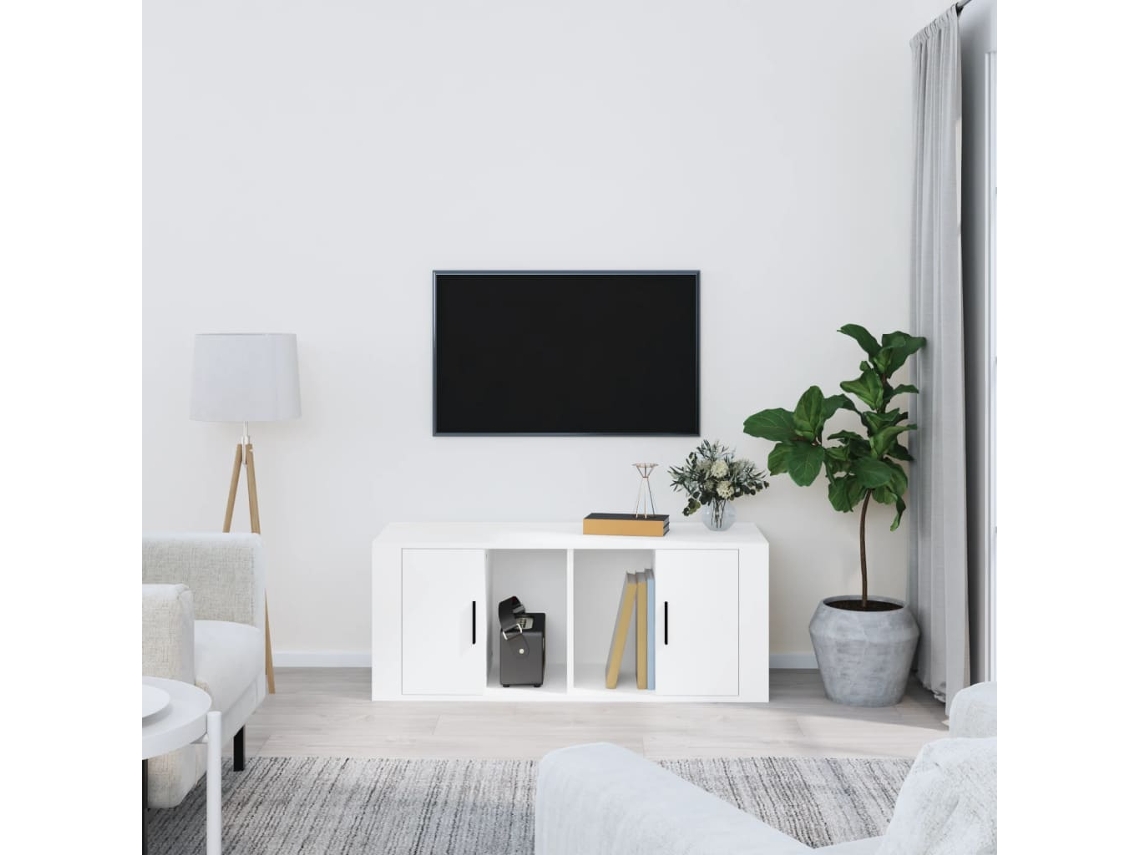 Vidaxl Móvel P/ Tv 100x35x40cm Madeira Processada Branco