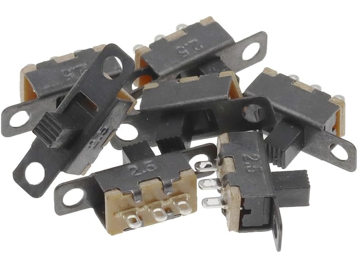 Interruptor Deslizante Spdt Ss12f15 50v 0, 5a, Preto, Com Alavanca De 4mm, Liga Desliga, Pacote Com 10 Unidades