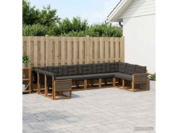 Vidaxl Conjunto De Sofás Para Exterior 10 Unid. Natural E Preto