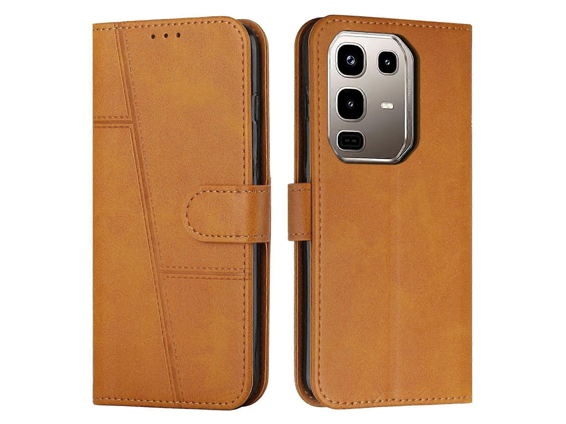Capa De Celular Em Couro Com Textura De Bezerro E Fivela, Costurada, Para Infinix Note 50s