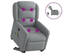 Vidaxl Poltrona Elétrica Reclinável Massagens Tecido Cinzento-claro