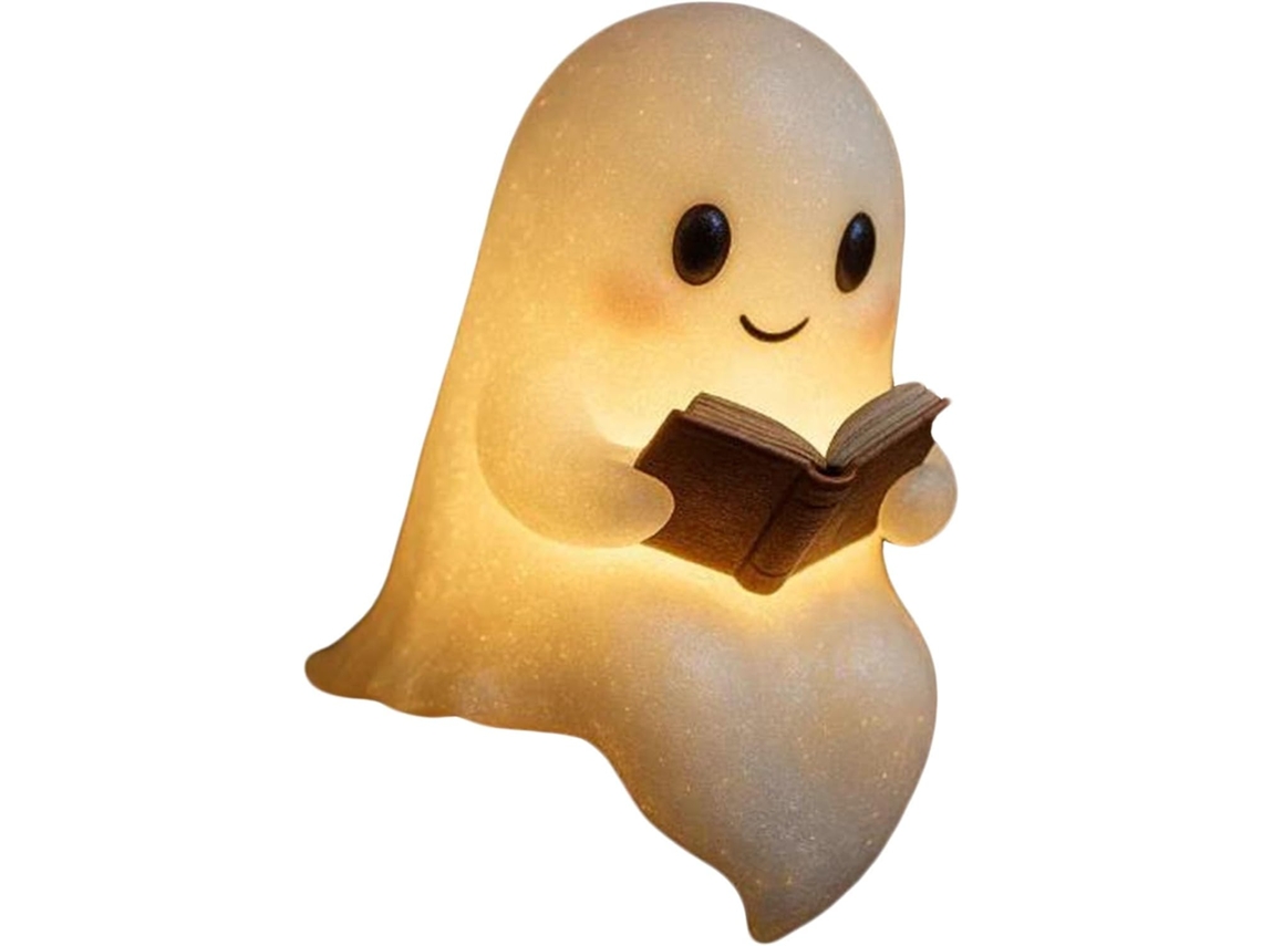 Abajur De Leitura Fofo Em Formato Fantasma, Decoração De Halloween Com Fantasma Sentado Em 3d, Pequena Luz Noturna De
