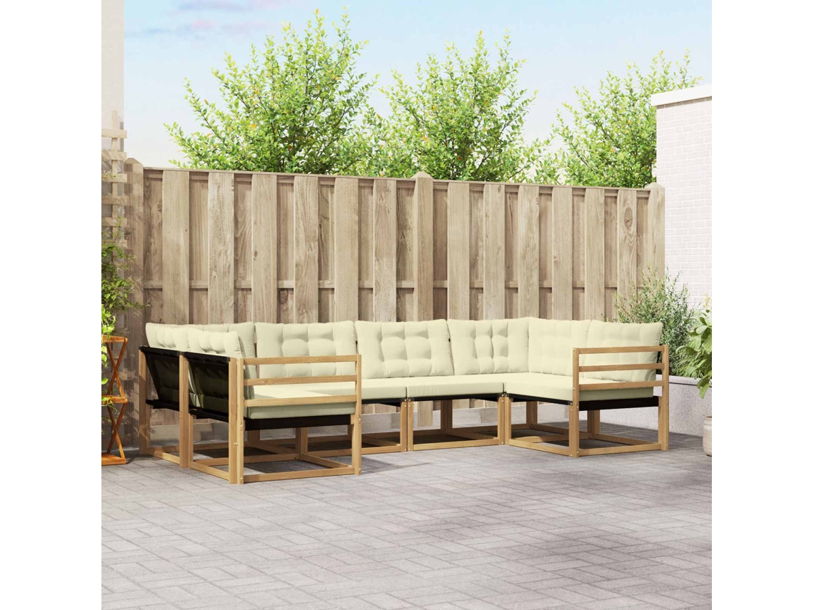 Vidaxl Conjunto De Sofás Para Exterior 6 Unid. Branco E Creme