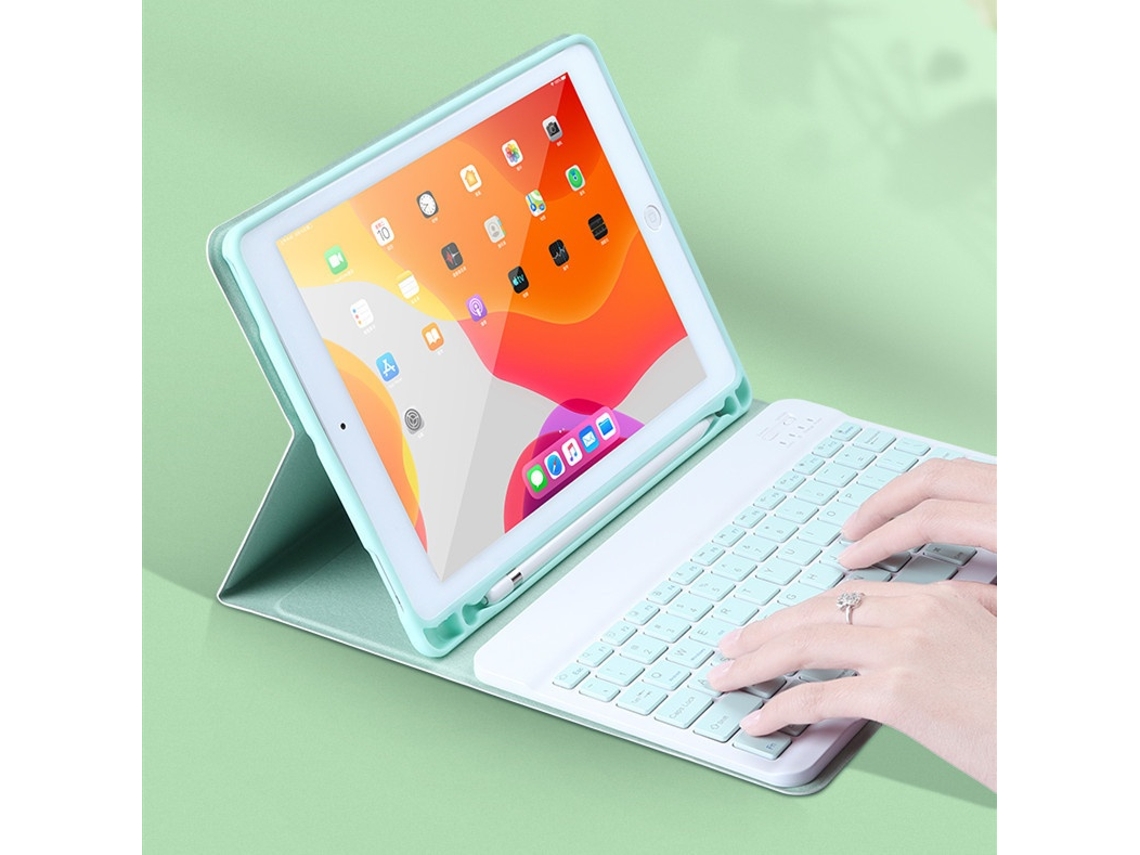 Lurelia Capa Com Teclado Bluetooth Para Samsung Tab S7fe 12.4 Com Retroiluminação, Verde