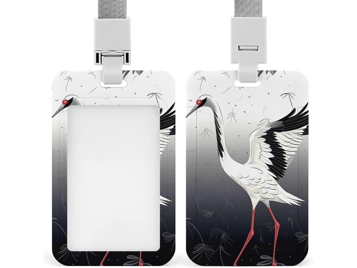 Porta-crachá com cordão, feito com guindaste japonês, em plástico impermeável, ideal para cartões de identificação.