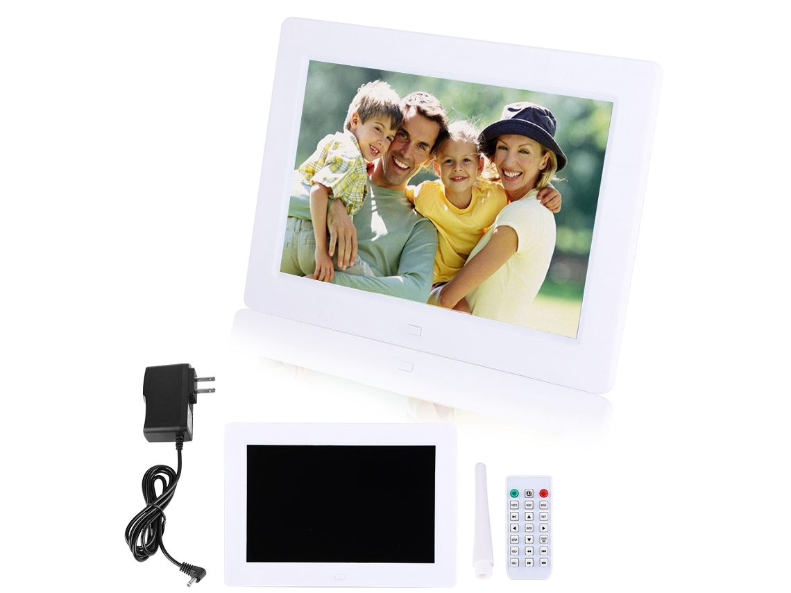 Lurelia Moldura Digital 8 Polegadas Ips 1280x800 Telecomando Despertador Calendário Branco