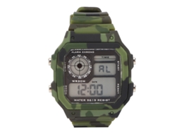Relógio eletrônico esportivo masculino camuflado com luz LED, à prova d'água.