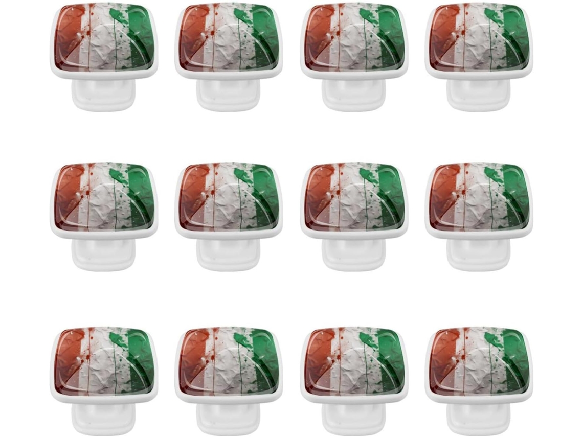 Puxadores E Botões Quadrados Para Gavetas Armários, Conjunto De 12 Peças, Estampa Abstrata Da Bandeira Itália Em