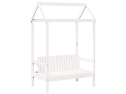 Banco com Telhado PINHO MACIÇO BRANCO 117,5x70x176,5 cm