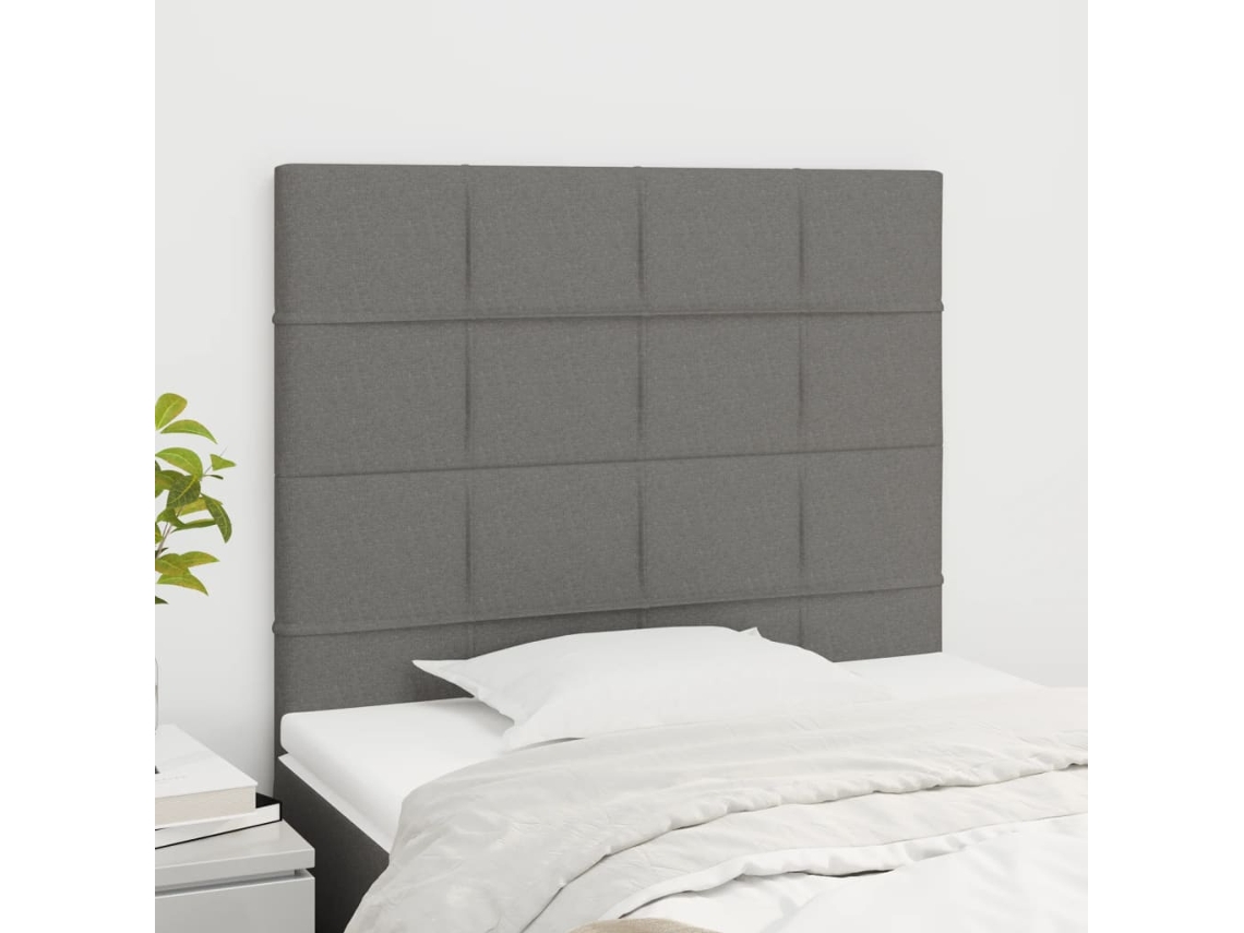 Vidaxl Cabeceira Cinza Escuro 90x5x118/128 Cm Tecido