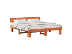 Estrutura da Cama com Cabeceira Marrom Cera 200x200 cm MAISON EXCLUSIVE