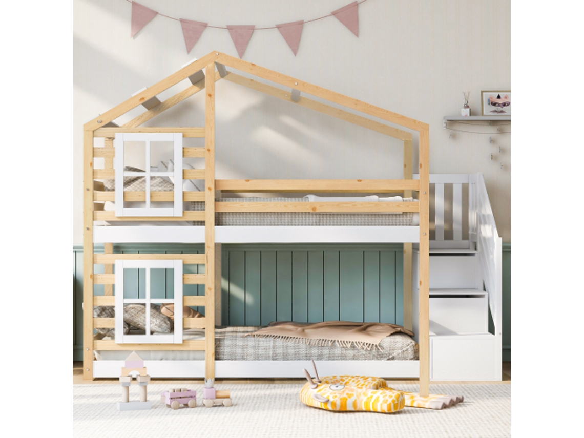 Baú Beliche 90x200cm, Amplo Espaço de Armazenamento, Design Infantil, Robusto, Durável, Design Prático, Fácil Instalação, Colchão Não Incluso