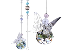 Broche de Sol com Bola de Cristal e Suspensão Borboleta