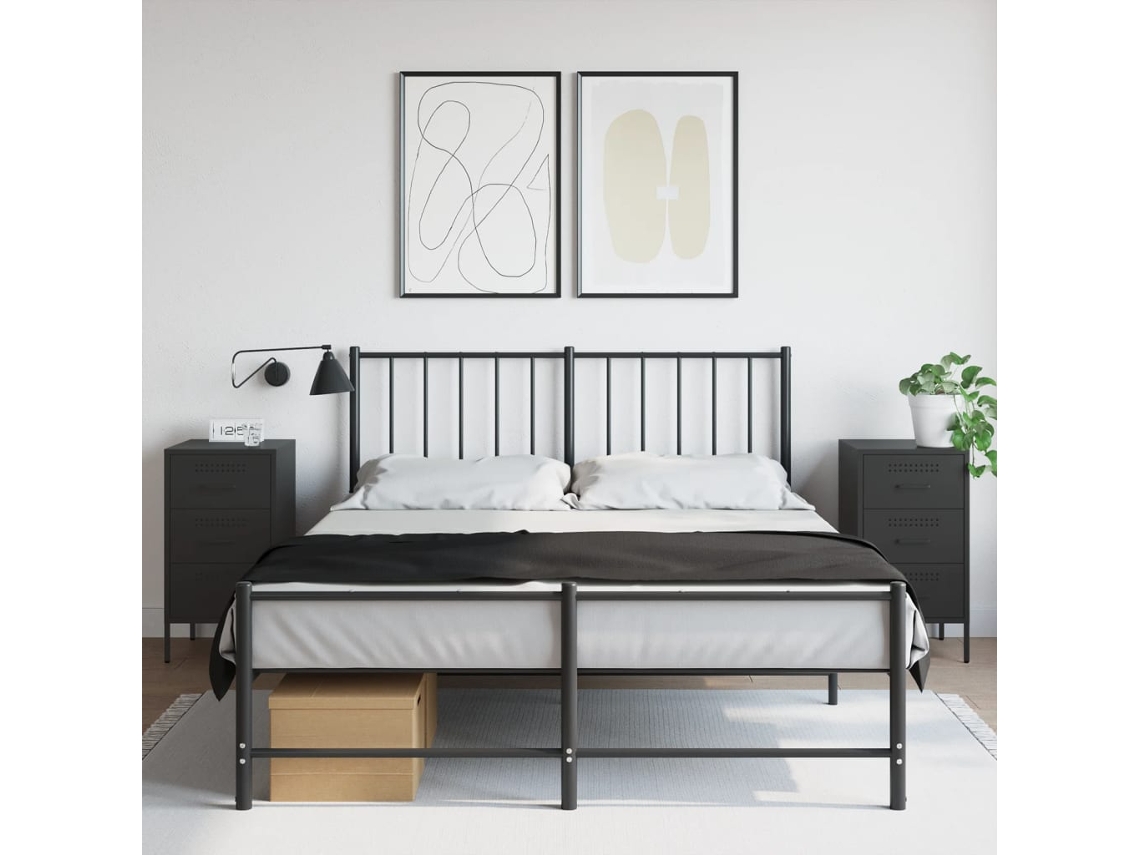 Vidaxl Mesas De Cabeceira 2 Pcs 36x39x68 Cm Aço Preto