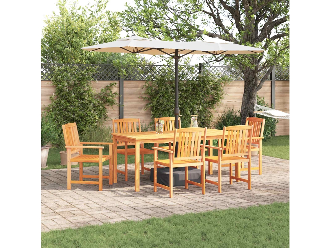 Vidaxl Conjunto De Jantar Para Jardim 7 Unid. Castanho