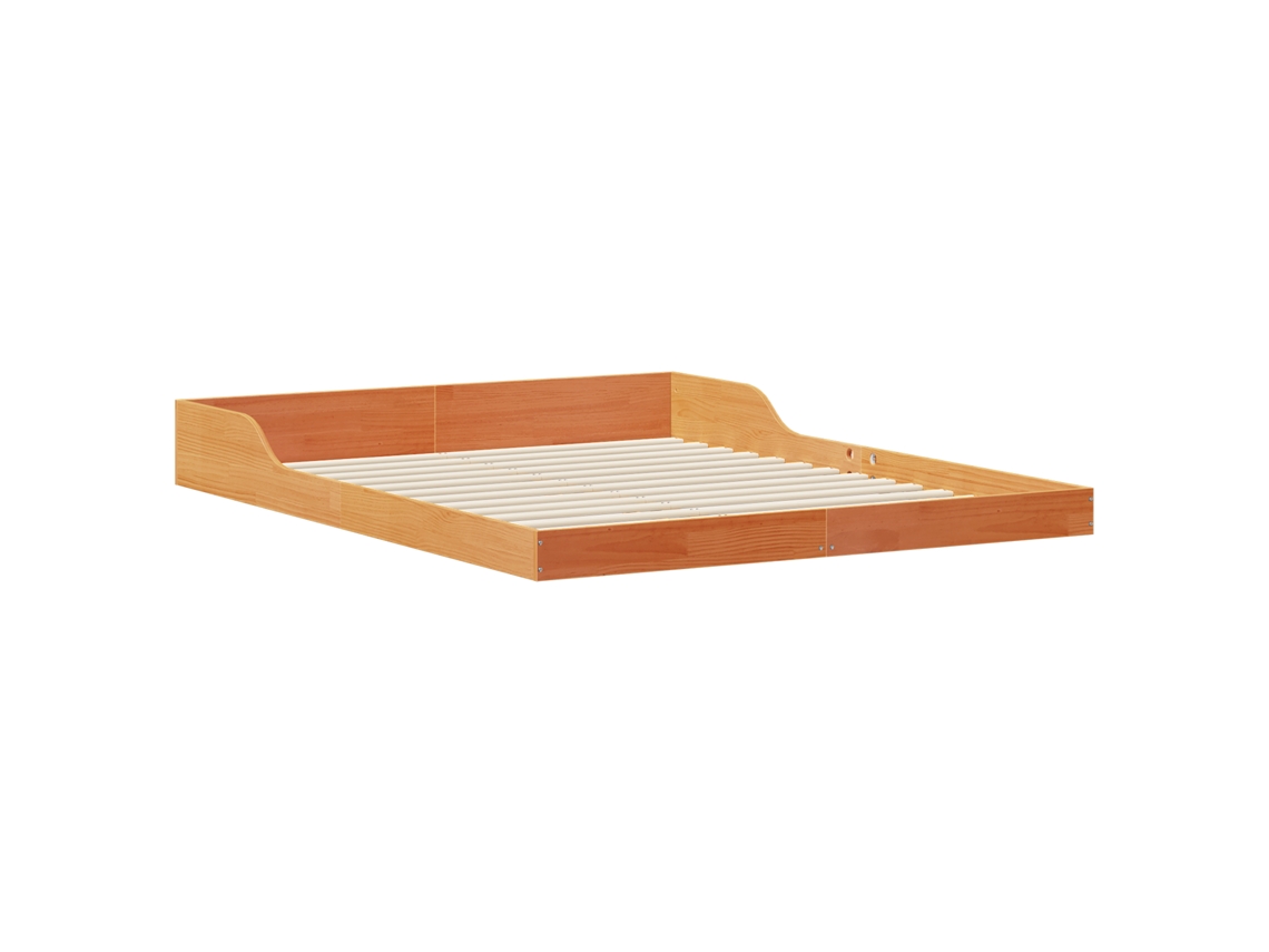 Conjunto 1 Estrado De Cama Plataforma Vidaxl Castanho Madeira De Pinho Maciça (150 X 200 Cm)