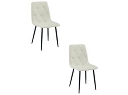 Cadeira De Jantar Conjunto De 2 Peças Tyra Assento Bege, Pernas Pretas, Assento Acolchoado, Assento Ergonômico