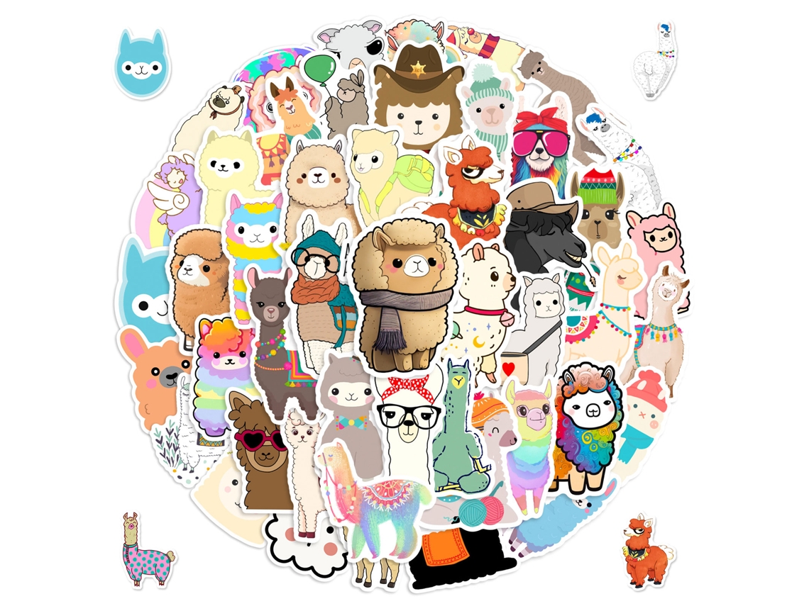 50 Autocolantes Com Motivos De Alpaca