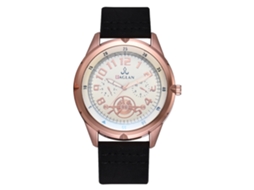 Relógio masculino de quartzo com pulseira de PU, estilo casual e profissional.