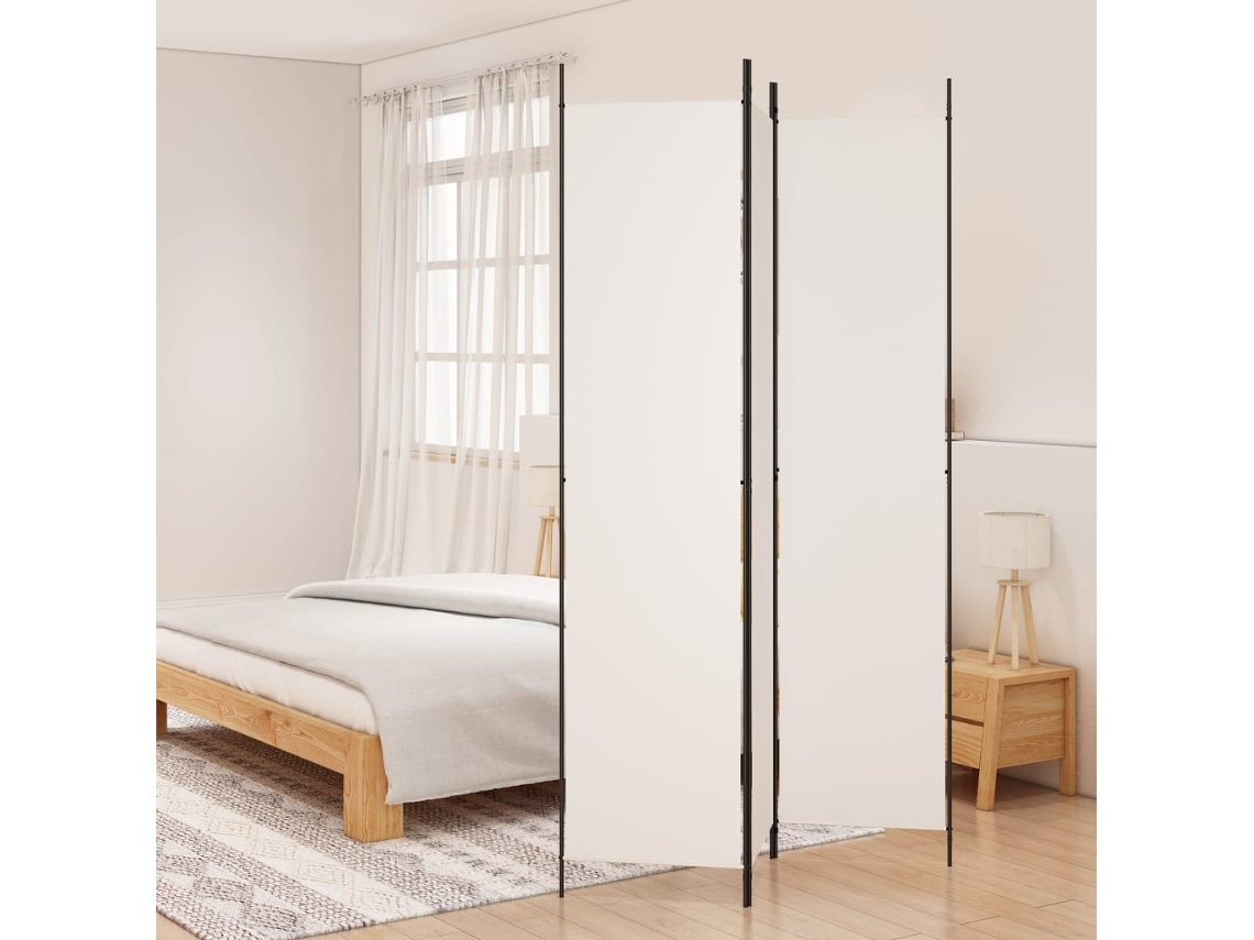 Vidaxl Biombo Com 3 Painéis 150x220 Cm Tecido Branco