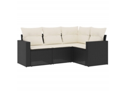 Conjunto 1 Conjunto De Sofás De Jardim Vidaxl Preto Vime Pe (66 X 62 X 69 Cm)