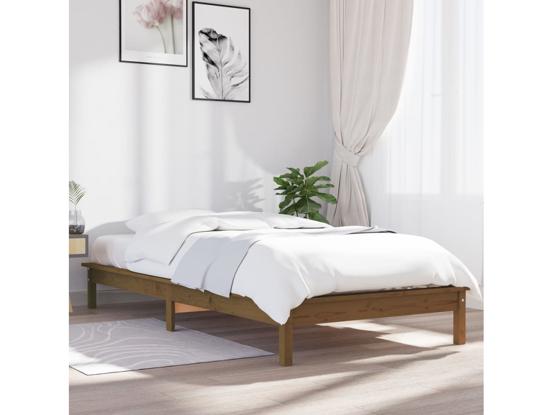 Vidaxl Estrutura De Cama 90x200cm Madeira De Pinho Maciça Castanho Mel