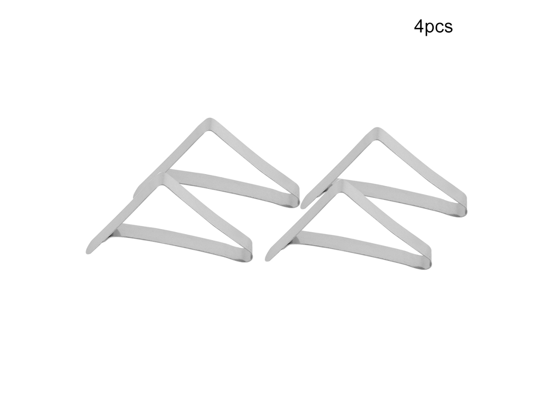 Prendedores de toalha de mesa em aço inoxidável (pacote com 4 unidades, prendedores em aço inoxidável)