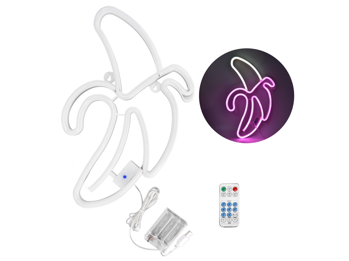 Rebe-luz Neon Led Multicolor Banana Lâmpada De Parede Para Restaurantes Festas Decoração Com Cabeça Branca E Pele Rosa