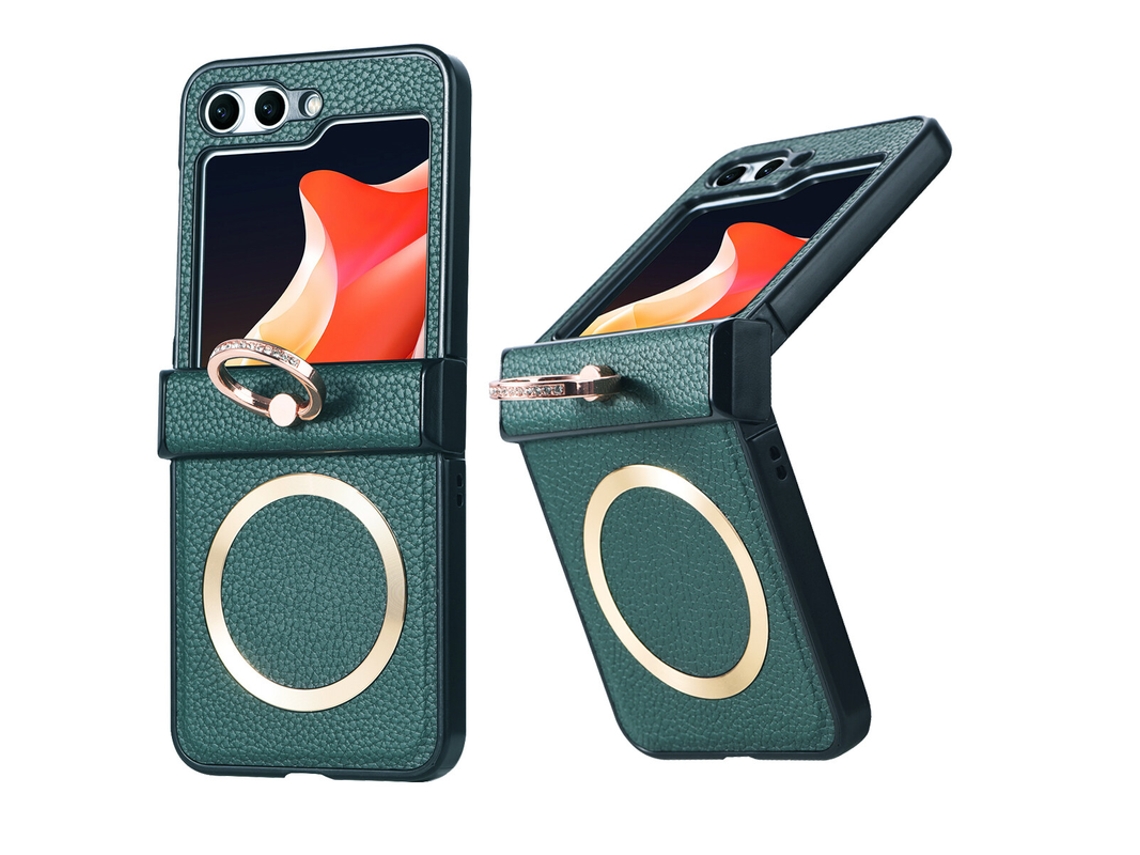 Capa Para Samsung Galaxy Z Flip 6 Magnético Anel Suporte 360 Verde Czhhmart