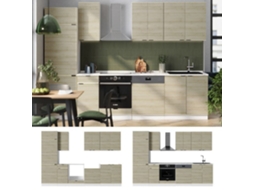 Cozinha Fame Line, 300cm Sem Bancada, Carvalho Lambris/branco, Branco, Vicco