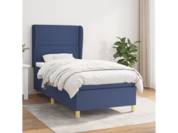 Vidaxl Cama Com Molas/colchão 100x200 Cm Tecido Azul