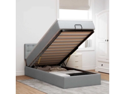 Cama Otomana com colchão & LEDs 90x200 cm tecido cinzento claro