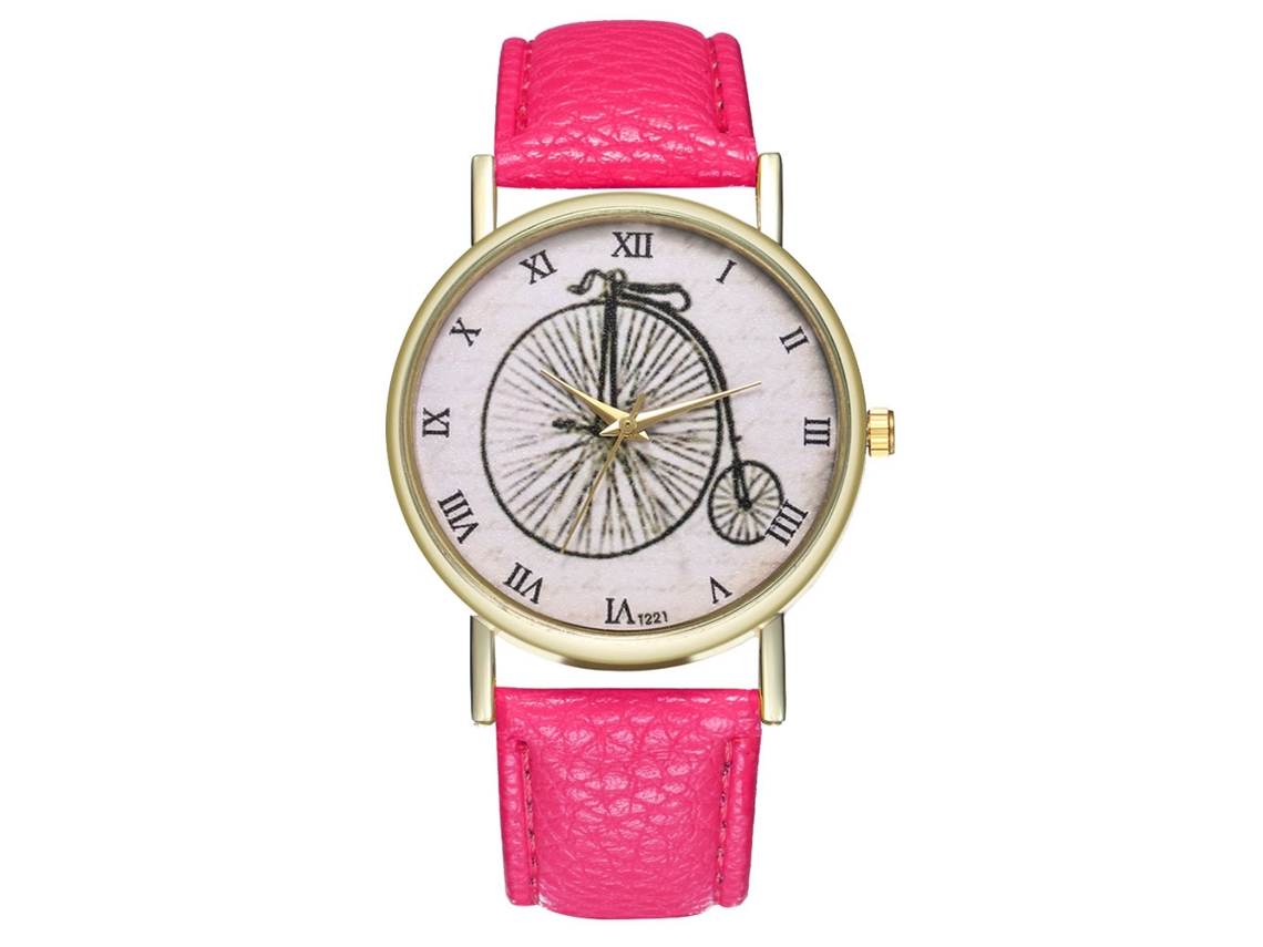 Relógio de Pulso Casal de Quartzo com Pulseira de Couro Pu Moda Rose Red