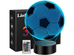 Presente de Futebol para Meninos 8 a 10 Anos, Luz Noturna Led 3d com Controle Remoto, Decoração de Aniversário e Natal com Tema Futebol BRILVIBERA