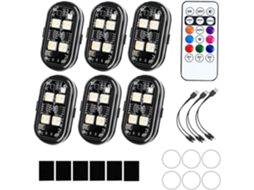 Luzes Estroboscópicas Para Carro, Conjunto De 6 Peças Sem Fio Para Sinalização Ambiente