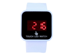 Relógio Infantil de Quartzo com Tela Tática e Pulseira de Silicone Led Moda Casual Branco