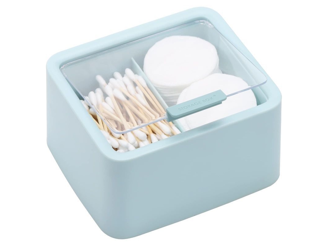 Organizador de banheiro com 2 compartimentos para cotonetes, bolas de algodão e acessórios, azul | S/MARCA