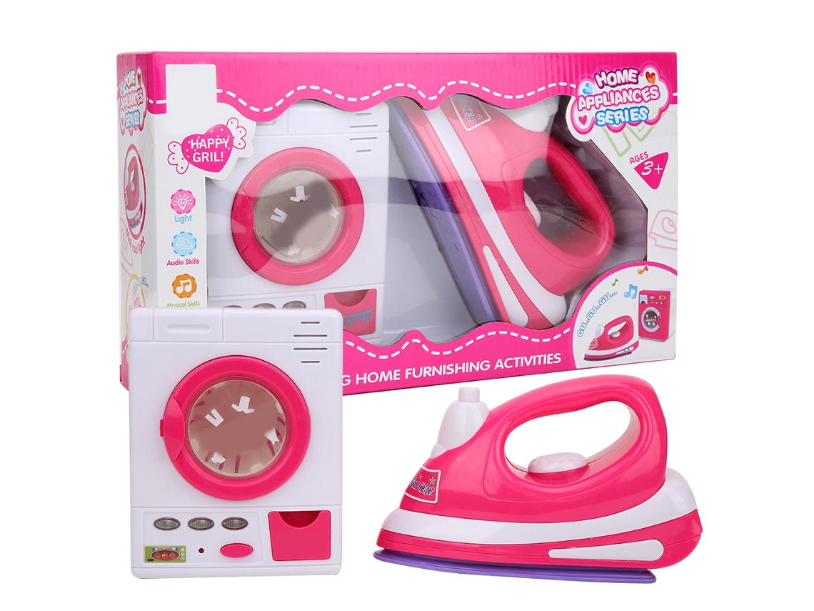 Boneca De Casa Com Ferro Elétrico E Máquina De Lavar Simulada, Brinquedo Educativo Para Crianças