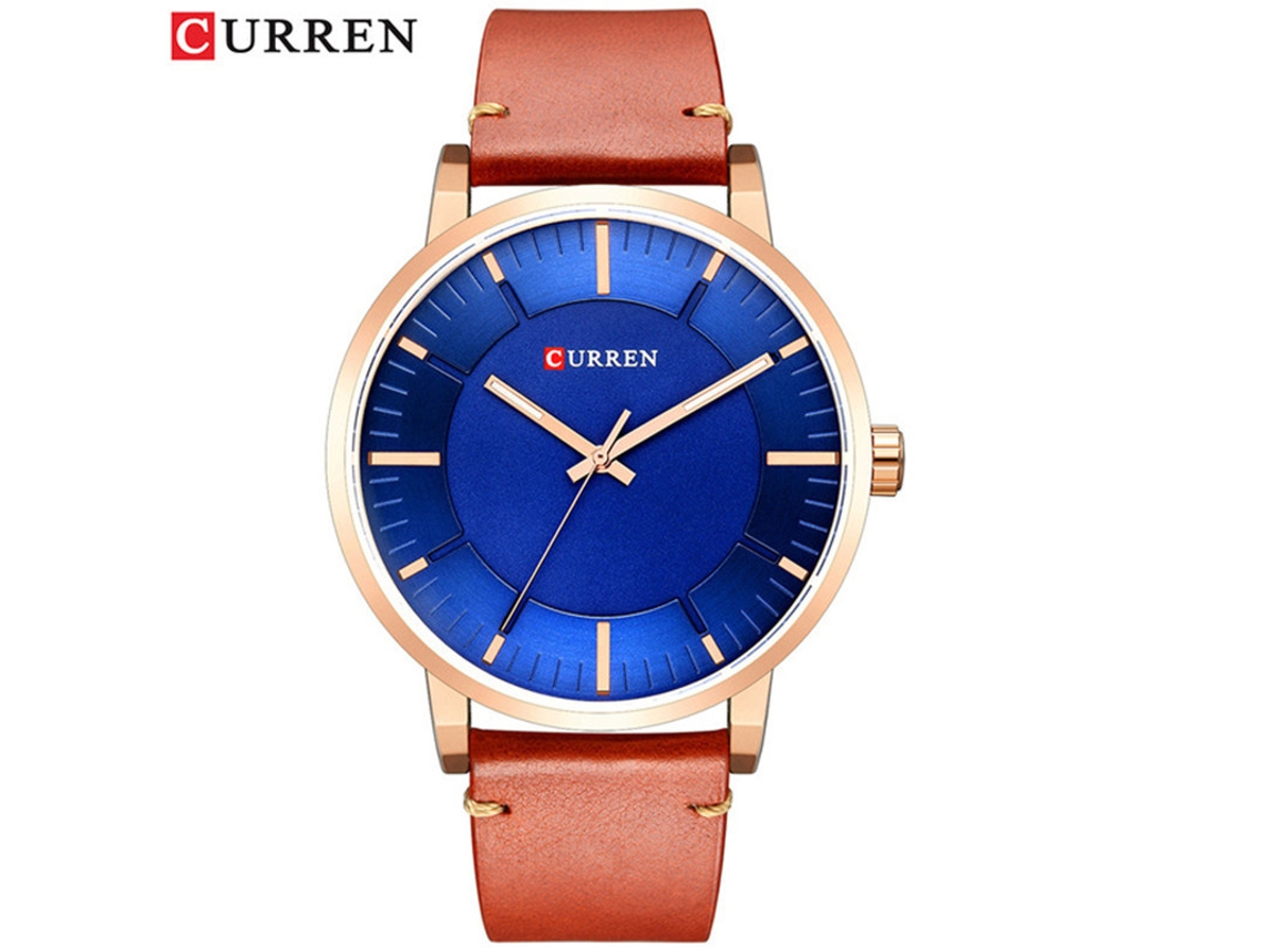 Relógio Unissex com Mostrador Grande, Modelo Simples de Quartzo com Pulseira de Couro. MDUG