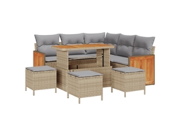 Conjunto 9 De Sofá De Jardim Em Vidaxl Com Almofadas  Bege Vime Pe