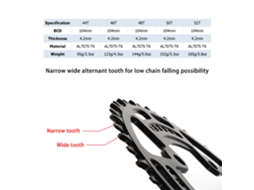 Engrenagem de bicicleta MTB 104BCD, simples, narrow wide, 44-52T, compatível com 8-12s | S/MARCA
