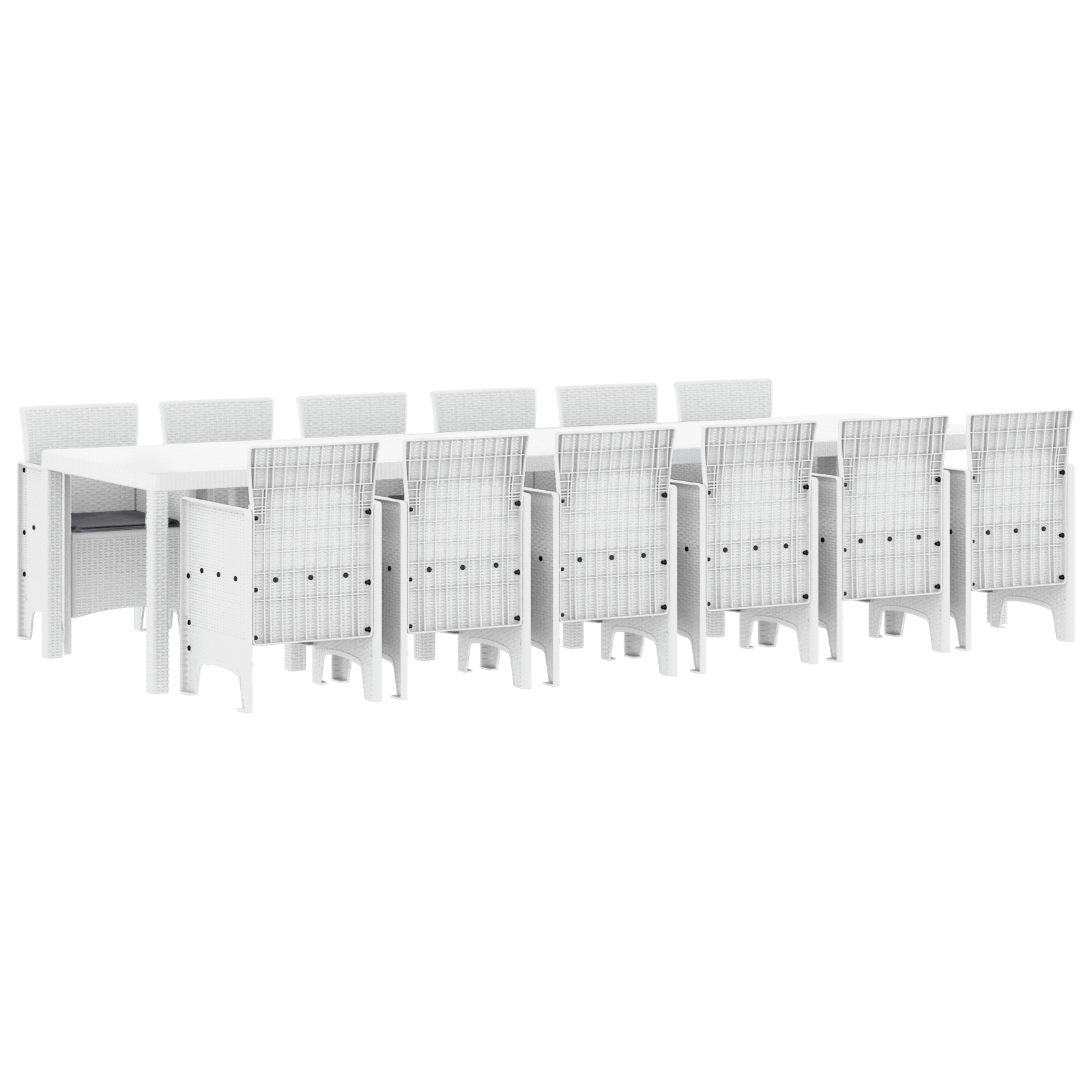 Conjunto 13 Conjunto De Jantar Para Jardim Vidaxl Branco Polipropileno (350 X 100 X 73 Cm)