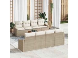 Vidaxl Conjunto De Sofá De Jardim 9 Unid. Bege Vime Pe